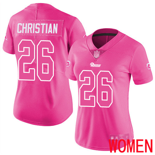 Los Angeles Rams Limited Pink Women Marqui Christian Jersey NFL Football 26 Rush Fashion